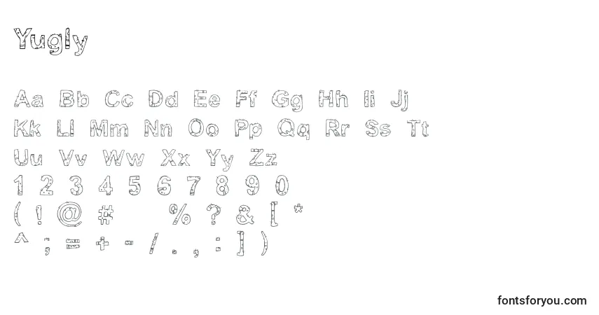 Yugly font – alphabet, numbers, special characters