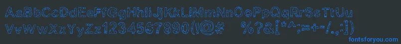 フォントYugly – 黒い背景に青い文字