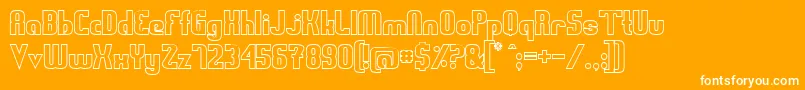 Swedfo-Schriftart – Weiße Schriften auf orangefarbenem Hintergrund