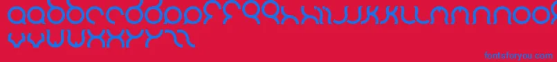 Mozzie-Schriftart – Blaue Schriften auf rotem Hintergrund