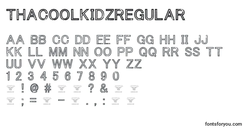 Czcionka ThacoolkidzRegular – alfabet, cyfry, specjalne znaki