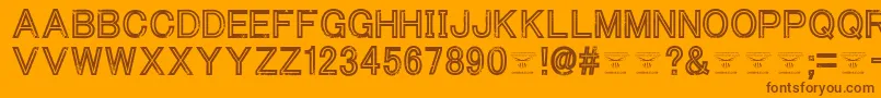 ThacoolkidzRegular-Schriftart – Braune Schriften auf orangefarbenem Hintergrund