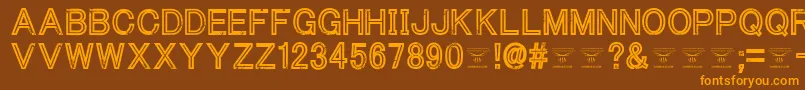 ThacoolkidzRegular-Schriftart – Orangefarbene Schriften auf braunem Hintergrund