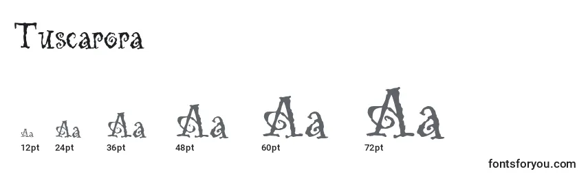 Größen der Schriftart Tuscarora