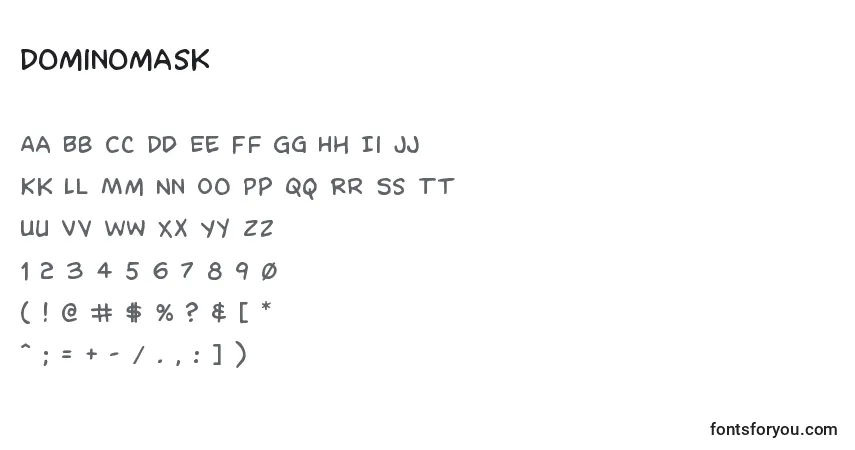 Dominomask-fontti – aakkoset, numerot, erikoismerkit