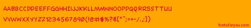 Dominomask-Schriftart – Rote Schriften auf orangefarbenem Hintergrund