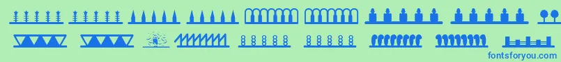Headerornament-Schriftart – Blaue Schriften auf grünem Hintergrund