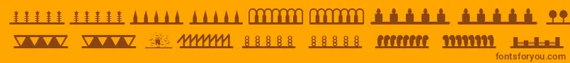 Saiba mais sobre a fonte Headerornament Fonte Headerornament – fontes marrons em um fundo laranja