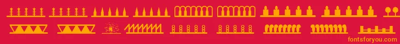 Headerornament-Schriftart – Orangefarbene Schriften auf rotem Hintergrund
