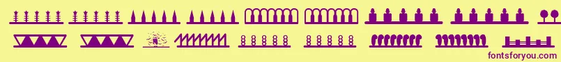 Headerornament Font – Purple Fonts on Yellow Background