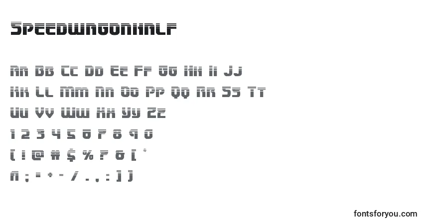 Шрифт Speedwagonhalf – алфавит, цифры, специальные символы