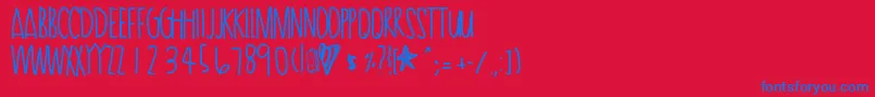 フォントPassiontea – 赤い背景に青い文字