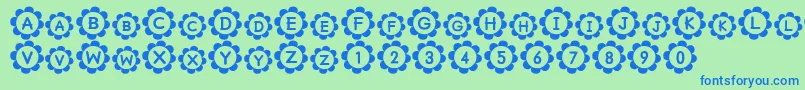 フォントPu – 青い文字は緑の背景です。