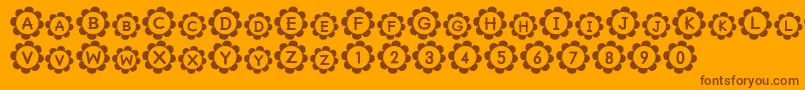Pu-Schriftart – Braune Schriften auf orangefarbenem Hintergrund