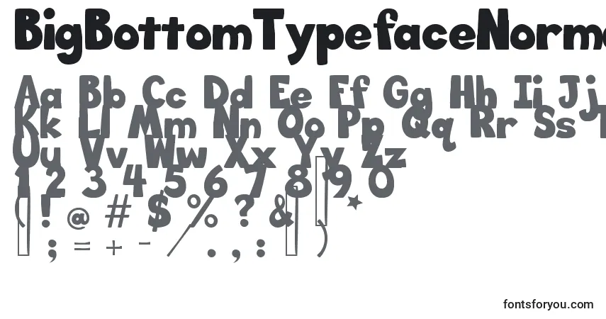 BigBottomTypefaceNormal-fontti – aakkoset, numerot, erikoismerkit