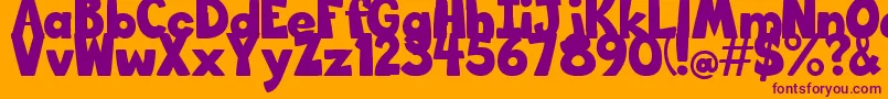 Fonte BigBottomTypefaceNormal – fontes roxas em um fundo laranja