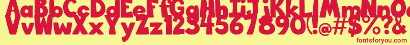 BigBottomTypefaceNormal Font – Red Fonts on Yellow Background