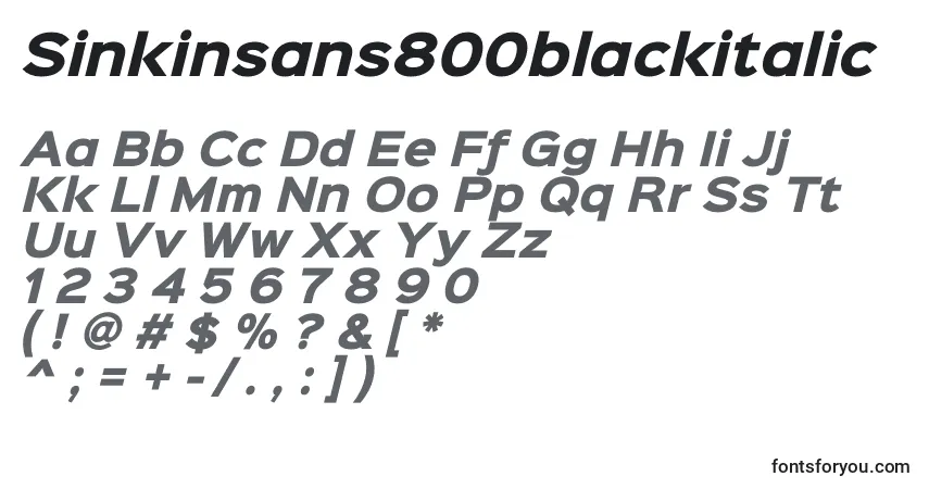 Schriftart Sinkinsans800blackitalic (50098) – Alphabet, Zahlen, spezielle Symbole