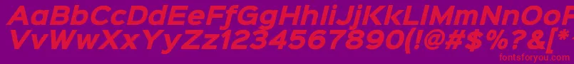 Sinkinsans800blackitalic-Schriftart – Rote Schriften auf violettem Hintergrund