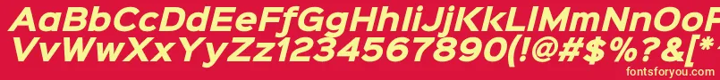 Sinkinsans800blackitalic-fontti – keltaiset fontit punaisella taustalla
