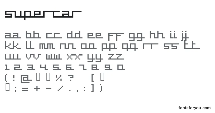 characters of supercar font, letter of supercar font, alphabet of  supercar font