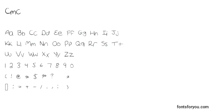 characters of cmc font, letter of cmc font, alphabet of  cmc font