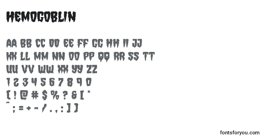 characters of hemogoblin font, letter of hemogoblin font, alphabet of  hemogoblin font