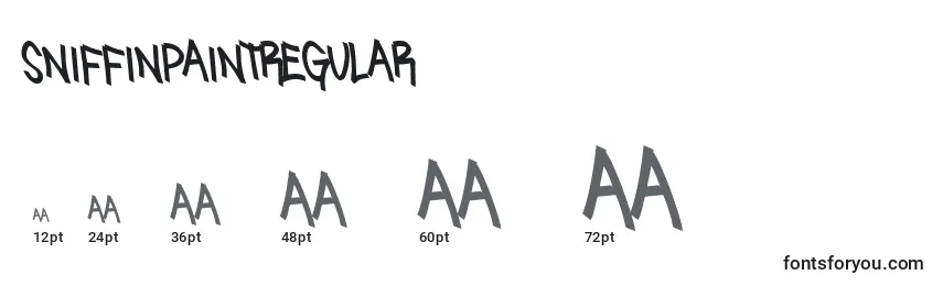 sizes of sniffinpaintregular font, sniffinpaintregular sizes