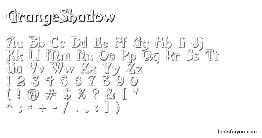 characters of grangeshadow font, letter of grangeshadow font, alphabet of  grangeshadow font
