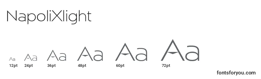 sizes of napolixlight font, napolixlight sizes