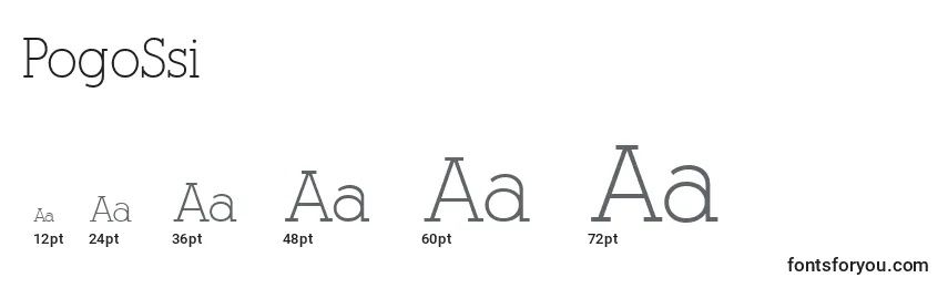 sizes of pogossi font, pogossi sizes