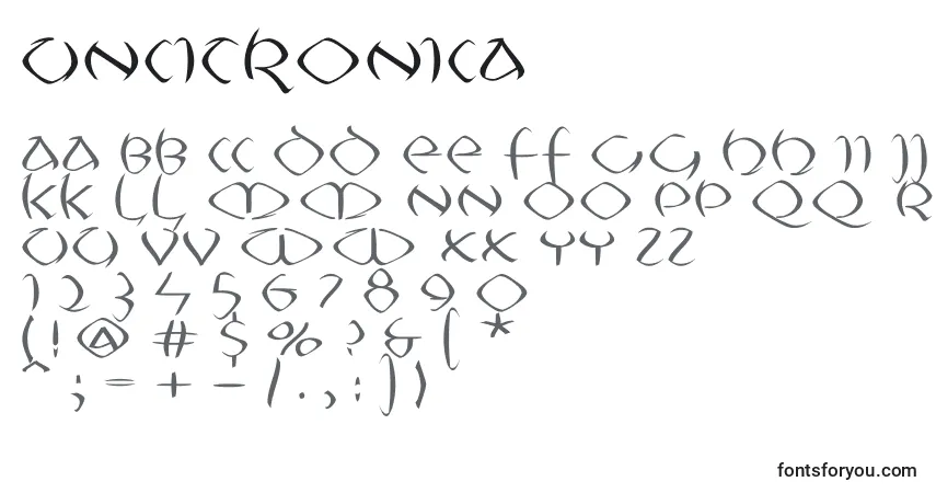 Czcionka Uncitronica – alfabet, cyfry, specjalne znaki