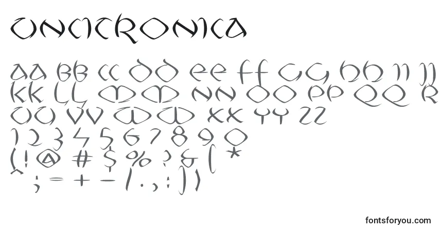 A fonte Uncitronica – alfabeto, números, caracteres especiais