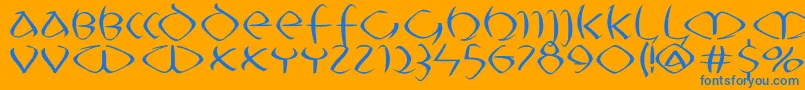 Uncitronica Font – Blue Fonts on Orange Background