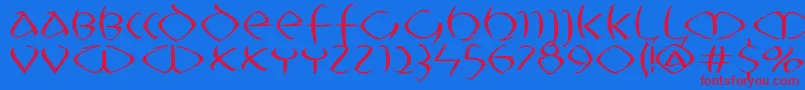 Uncitronica-Schriftart – Rote Schriften auf blauem Hintergrund