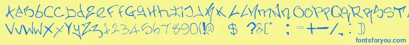 NerminsGraffiti-Schriftart – Blaue Schriften auf gelbem Hintergrund