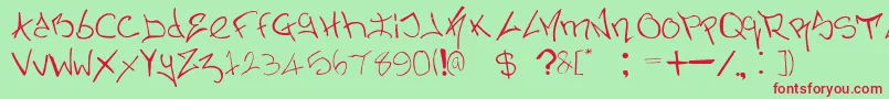 Czcionka NerminsGraffiti – czerwone czcionki na zielonym tle