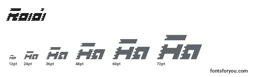 Размеры шрифта Roidi