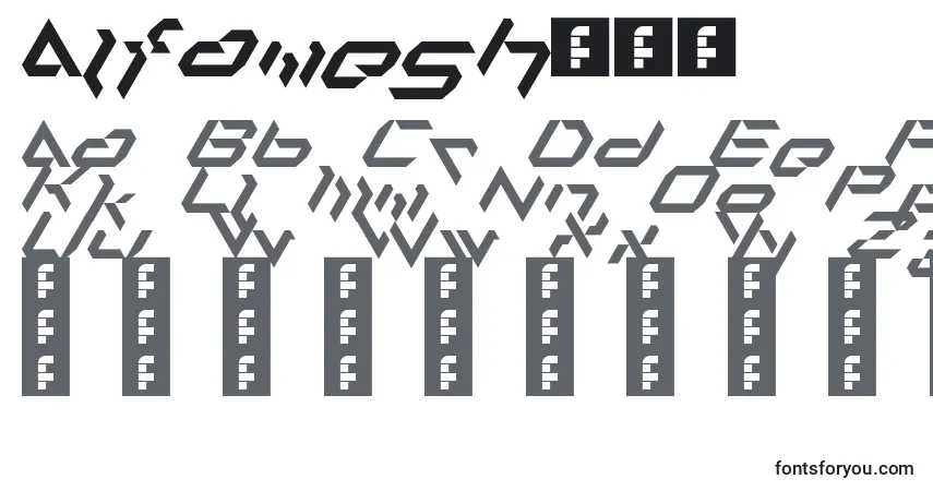 A fonte Alfamesh001 – alfabeto, números, caracteres especiais