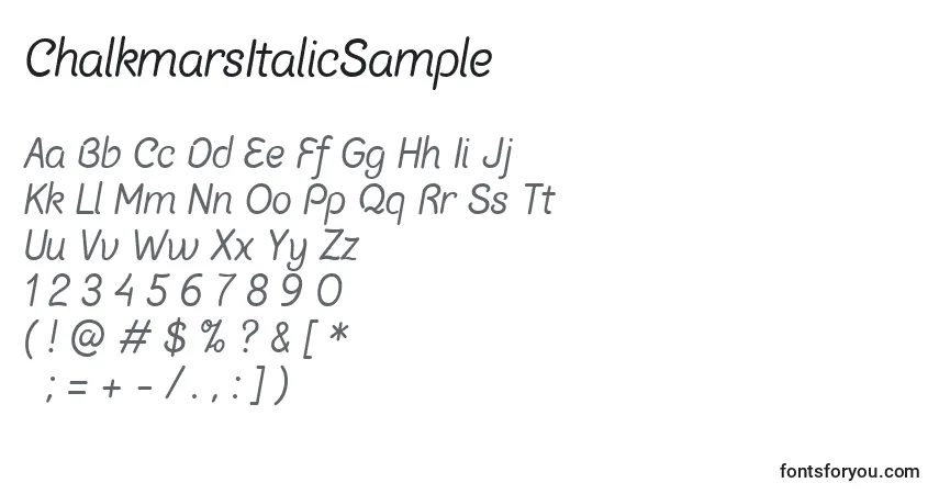 Шрифт ChalkmarsItalicSample (50117) – алфавит, цифры, специальные символы