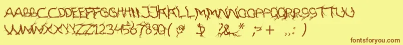 FtfHutanAkarasiana Font – Brown Fonts on Yellow Background
