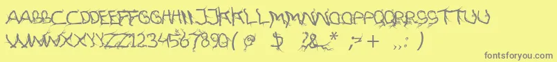 FtfHutanAkarasiana Font – Gray Fonts on Yellow Background