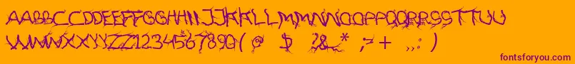 FtfHutanAkarasiana Font – Purple Fonts on Orange Background