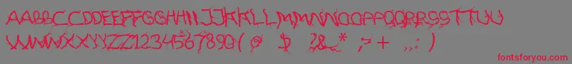 FtfHutanAkarasiana-Schriftart – Rote Schriften auf grauem Hintergrund