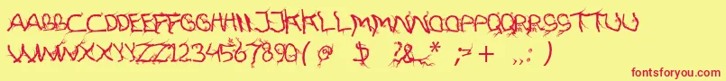 FtfHutanAkarasiana Font – Red Fonts on Yellow Background