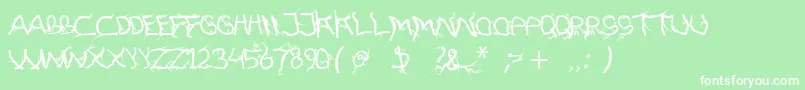FtfHutanAkarasiana-Schriftart – Weiße Schriften auf grünem Hintergrund
