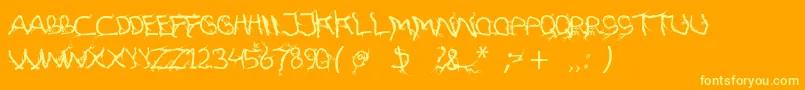 FtfHutanAkarasiana Font – Yellow Fonts on Orange Background