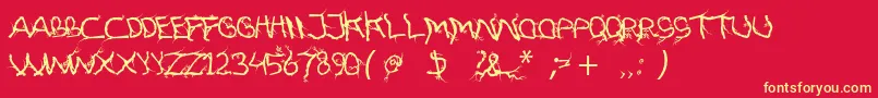 フォントFtfHutanAkarasiana – 黄色の文字、赤い背景