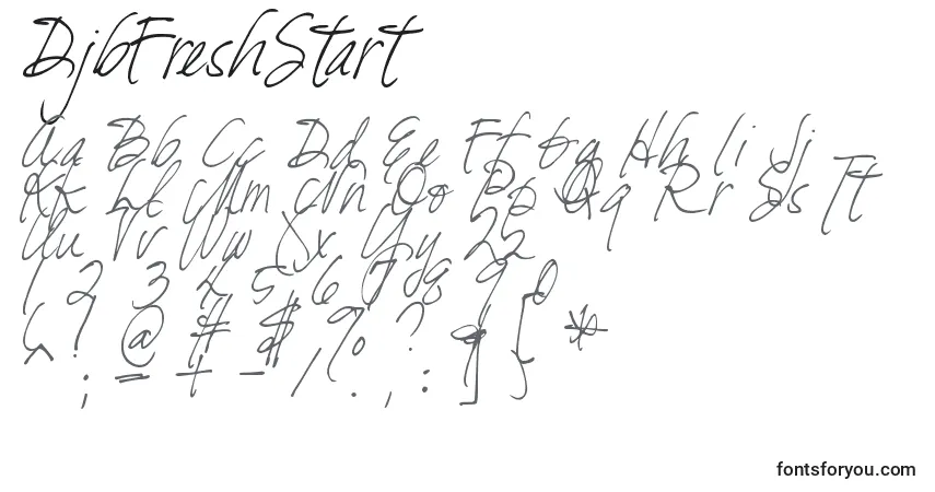 DjbFreshStart Font – alphabet, numbers, special characters