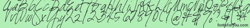 Czcionka DjbFreshStart – czarne czcionki na zielonym tle